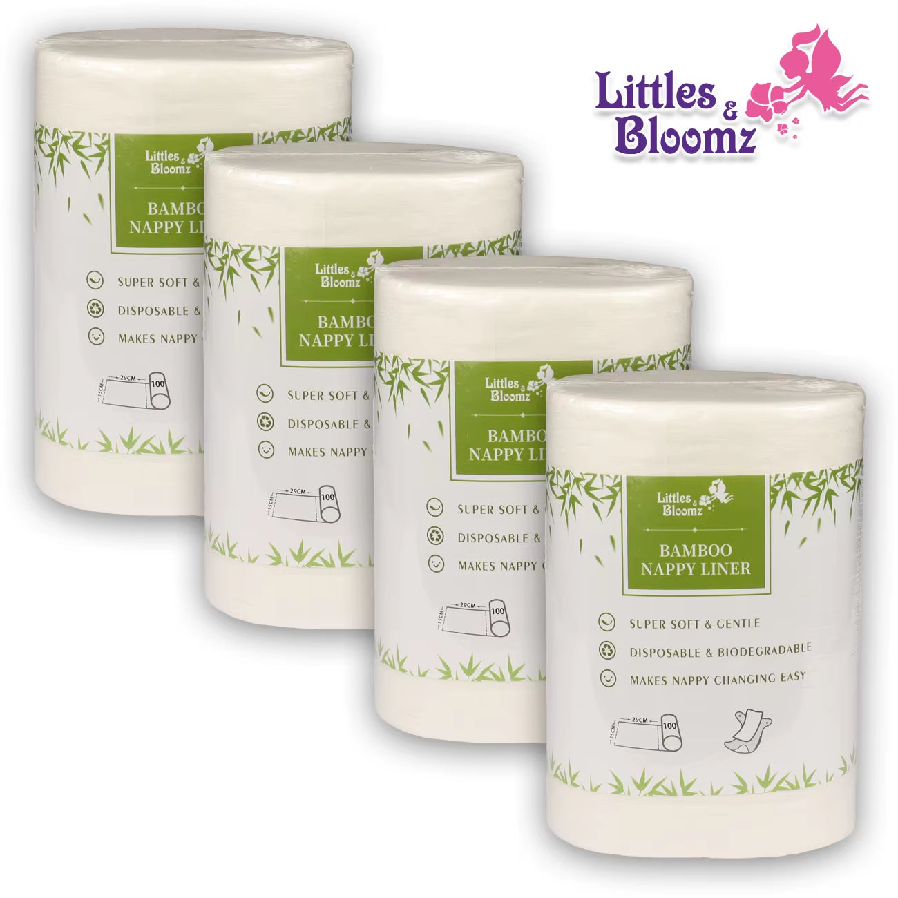 4-Pack Biodegradable & Flushable Bamboo Nappy Liners – Gentle & Eco-Friendly Diaper Inserts