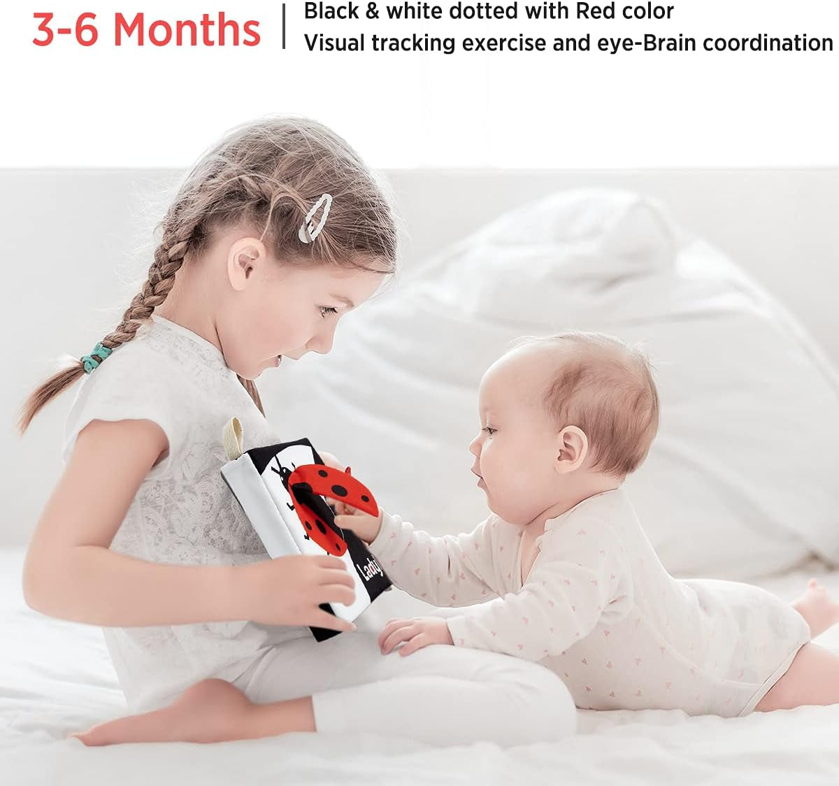 Soft Baby Books – High Contrast Black & White Crinkle Cloth Books for Early Development (0-18 Months)