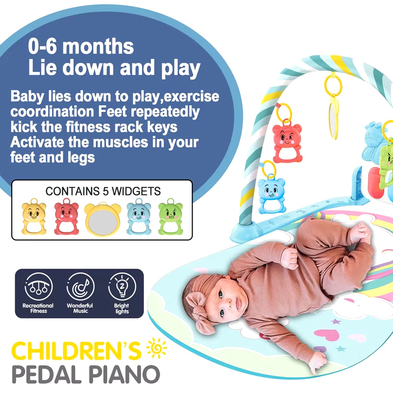 Baby Fitness Stand Music Play Gym Activity Toys Newborn Piano Crawling Blanket Pedal Game Pad Early Education 0-36 Months Gifts