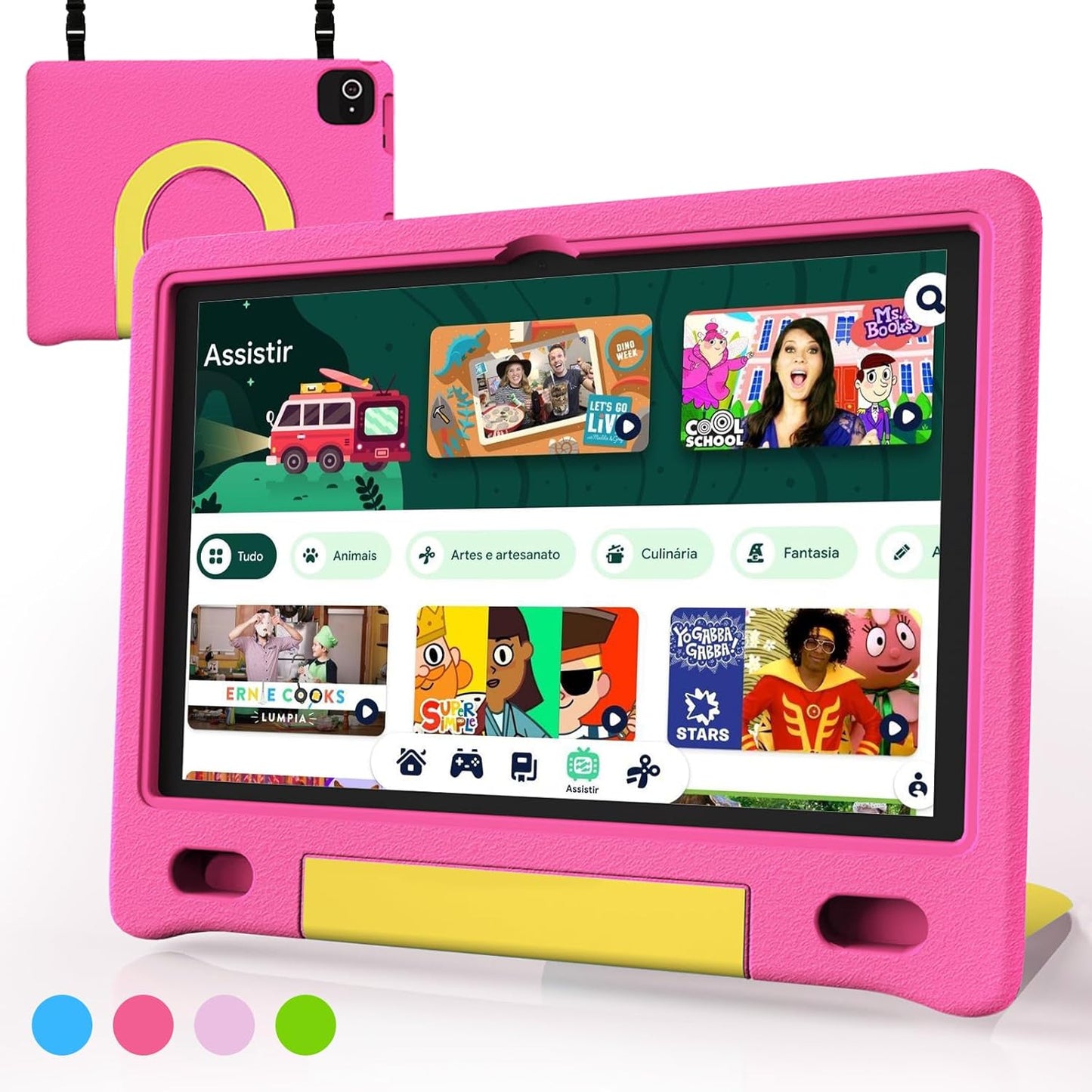 10.1-Inch Kids Tablet – Android 14, 64GB, HD Display, Parental Controls, and Shockproof Case (Ages 3-12)"