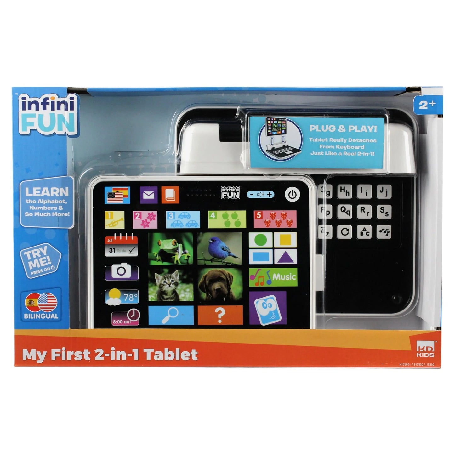 My First Bilingual 2-in-1 Toy Tablet - Fun Learning for Ages 2+! ABCs, 123s, Colors, Shapes & More!