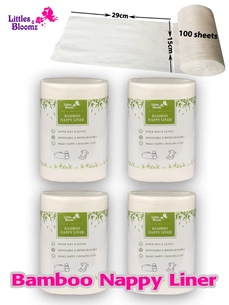4-Pack Biodegradable & Flushable Bamboo Nappy Liners – Gentle & Eco-Friendly Diaper Inserts