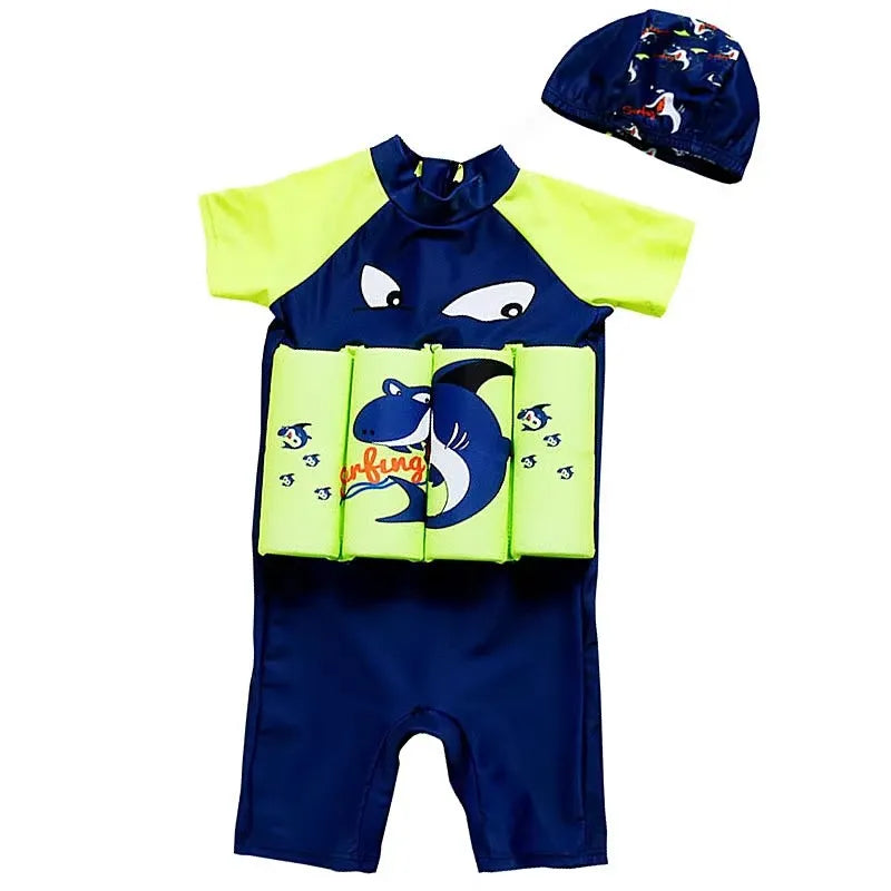 Super Hero Swimsuit One Piece Suit 2-7 Year Children Short Sleeve Floating Swimwear Kid