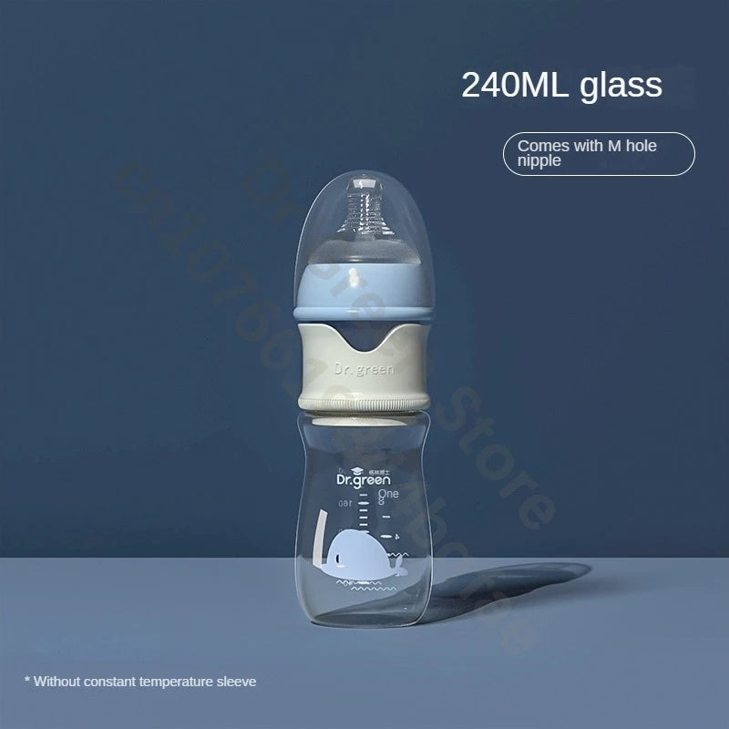 Dr. Green Glass Baby Bottle – Wide Mouth, Formula Dispensing Design (150mL/240mL)