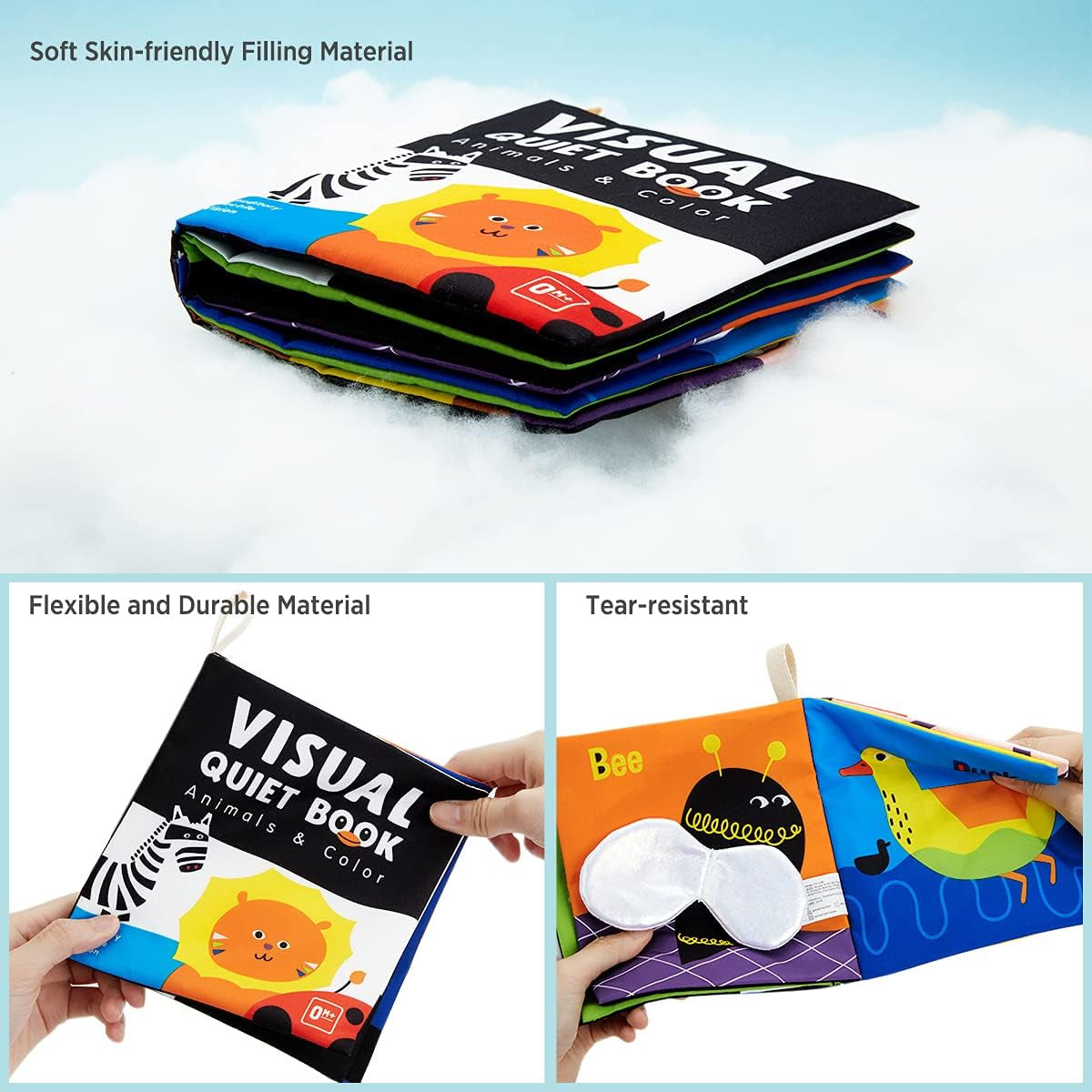 Soft Baby Books – High Contrast Black & White Crinkle Cloth Books for Early Development (0-18 Months)