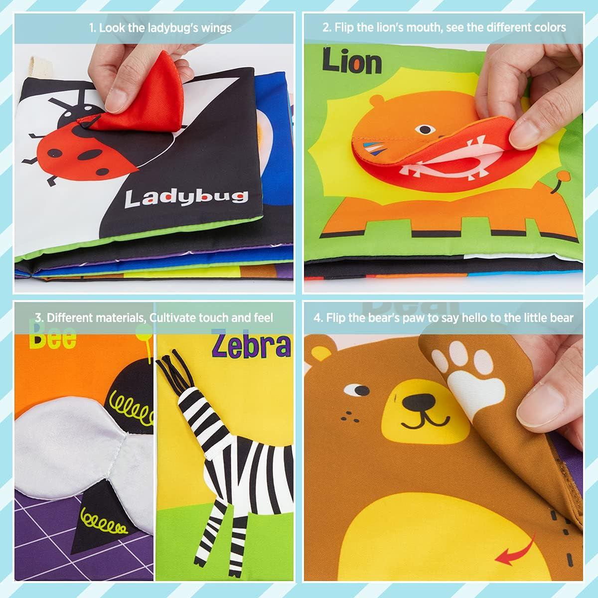 Soft Baby Books – High Contrast Black & White Crinkle Cloth Books for Early Development (0-18 Months)