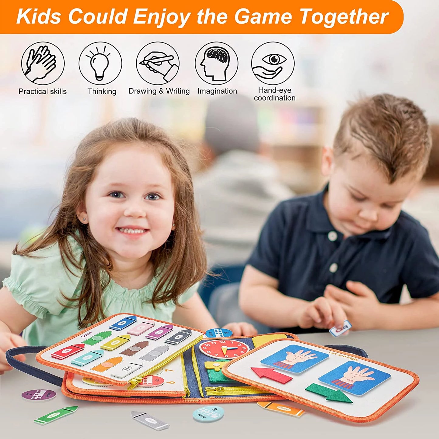 Montessori Busy Board – Educational Toy for Toddlers Ages 2-4, Portable Learning & Sensory Activity Board