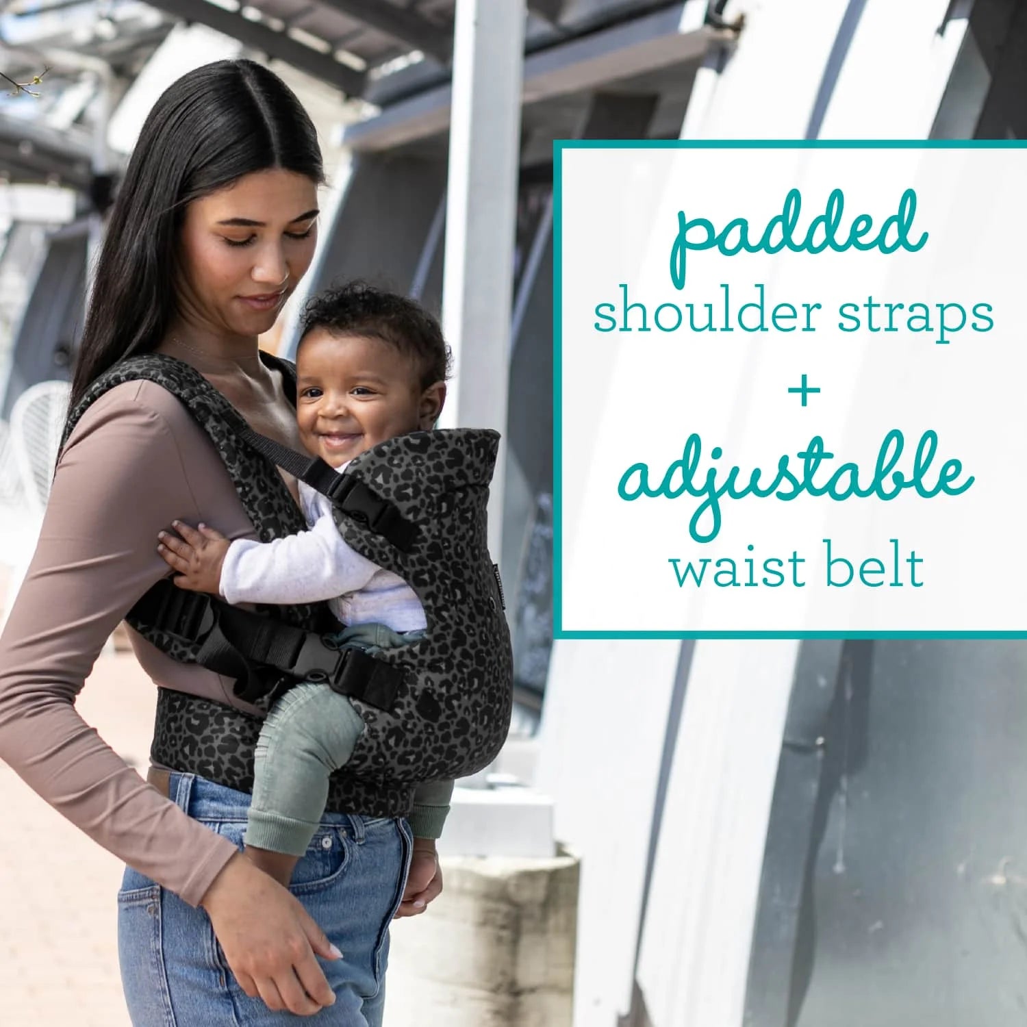 Flip 4-In-1 Convertible Baby Carrier, 4-Position, Unisex Baby 0+ Months, 8-32Lbs, Black & Gray Leopard