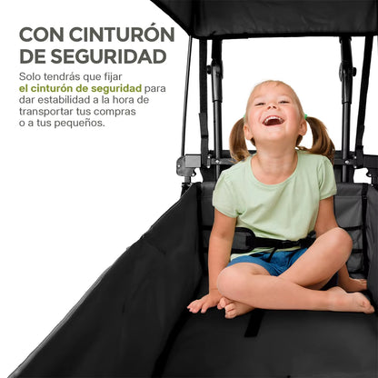 HIKEO Portable Folding Stroller – All-Terrain Cart with Canopy & 70kg Capacity