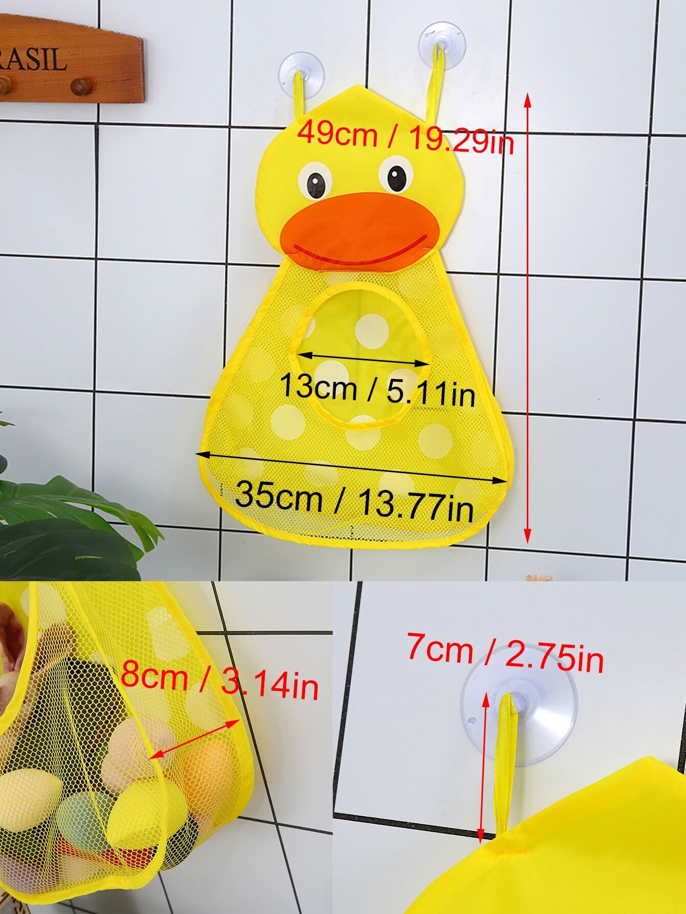  Kids Bath Toy Organizer Hanging Mesh with Suction Cups 