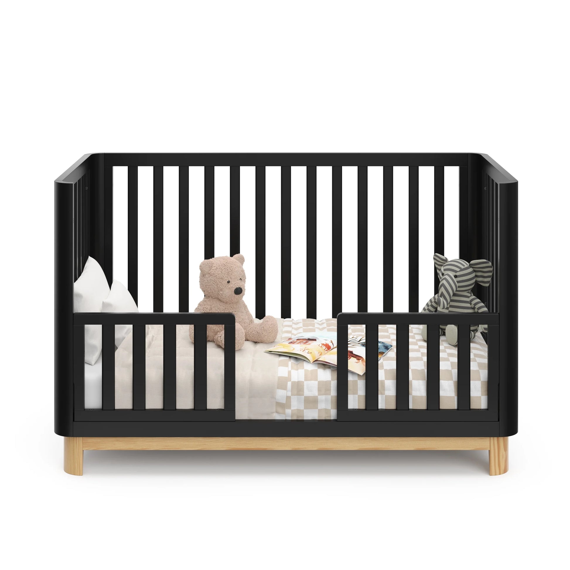 Santos 3-in-1 Convertible Baby Crib - Stylish Black & Natural Design