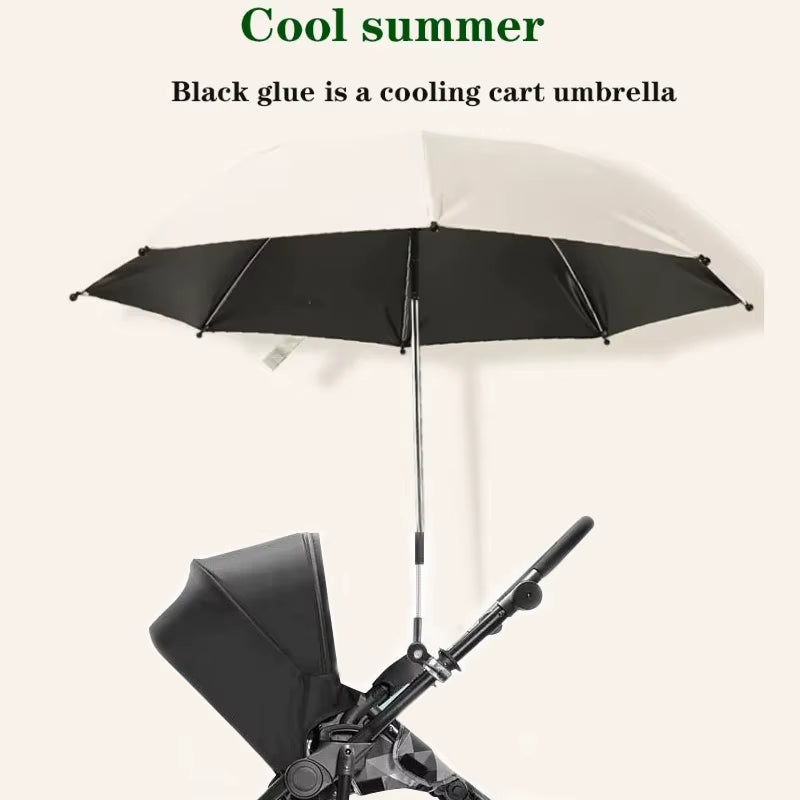  Universal Baby Stroller Folding Umbrella, UV Sun, Rain Protection, 360 Degrees Adjustable