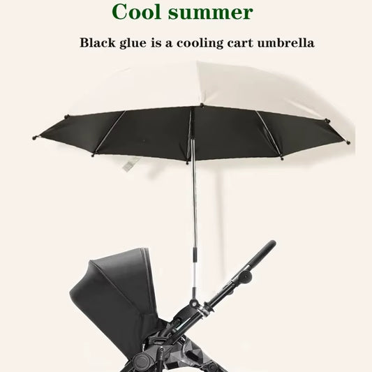  Universal Baby Stroller Folding Umbrella, UV Sun, Rain Protection, 360 Degrees Adjustable