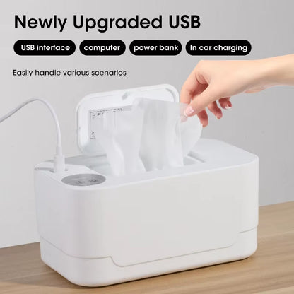 Baby Wipe Warmer with LED Display – Portable USB Heating Box for Home & Car Use