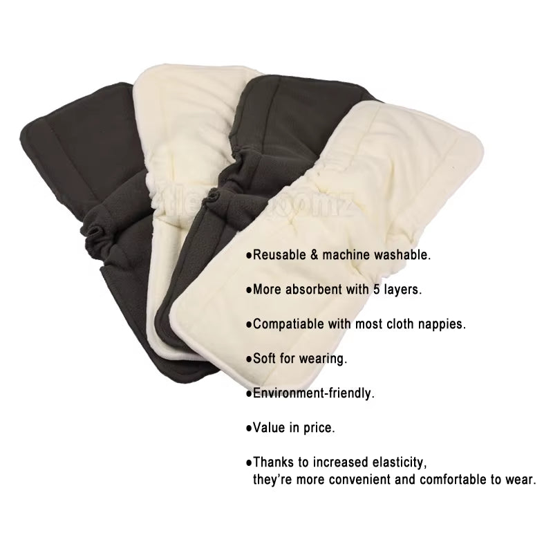 10-Piece Reusable Bamboo Charcoal Inserts – Washable Boosters for Cloth Nappies