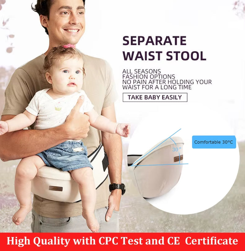 Premium Baby Carrier Waist Stool - Comfortable Sling Backpack with Hip Seat for Infants - CPC/CE Certified