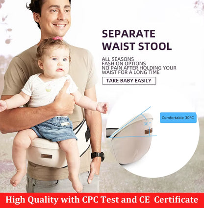 Premium Baby Carrier Waist Stool - Comfortable Sling Backpack with Hip Seat for Infants - CPC/CE Certified