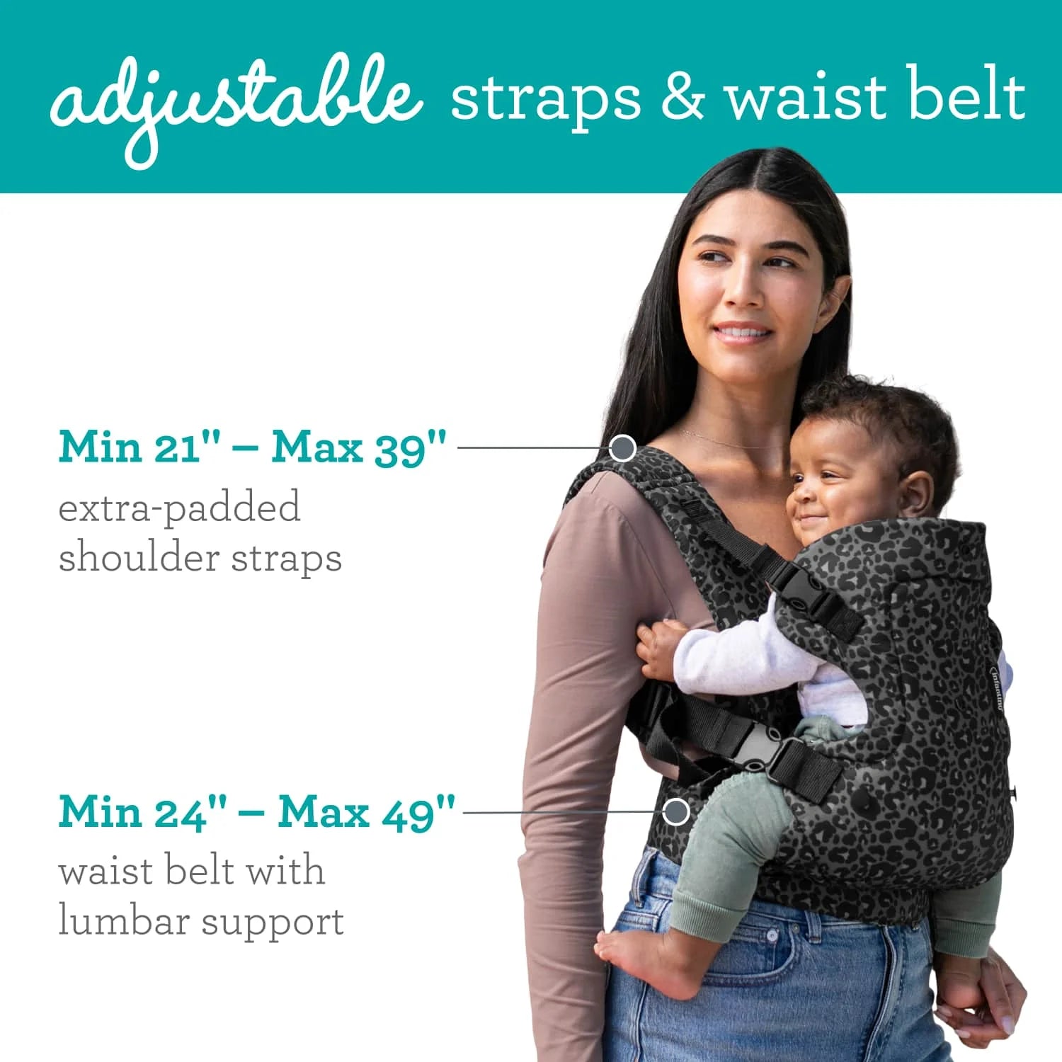 Flip 4-In-1 Convertible Baby Carrier, 4-Position, Unisex Baby 0+ Months, 8-32Lbs, Black & Gray Leopard