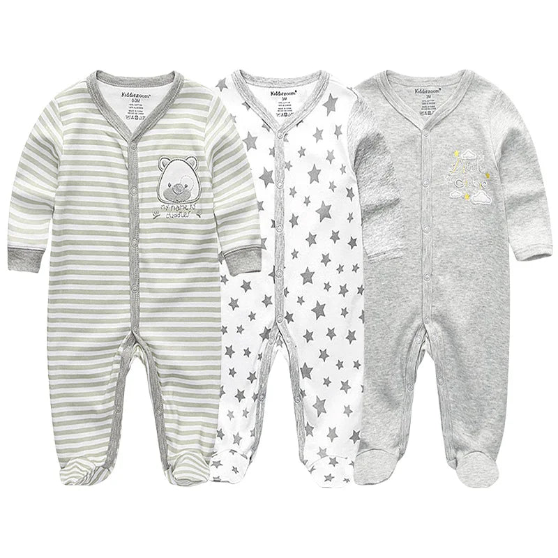 Unisex Baby Organic Cotton Footed Sleep & Play Pajamas – Long Sleeve Bodysuit for Newborns