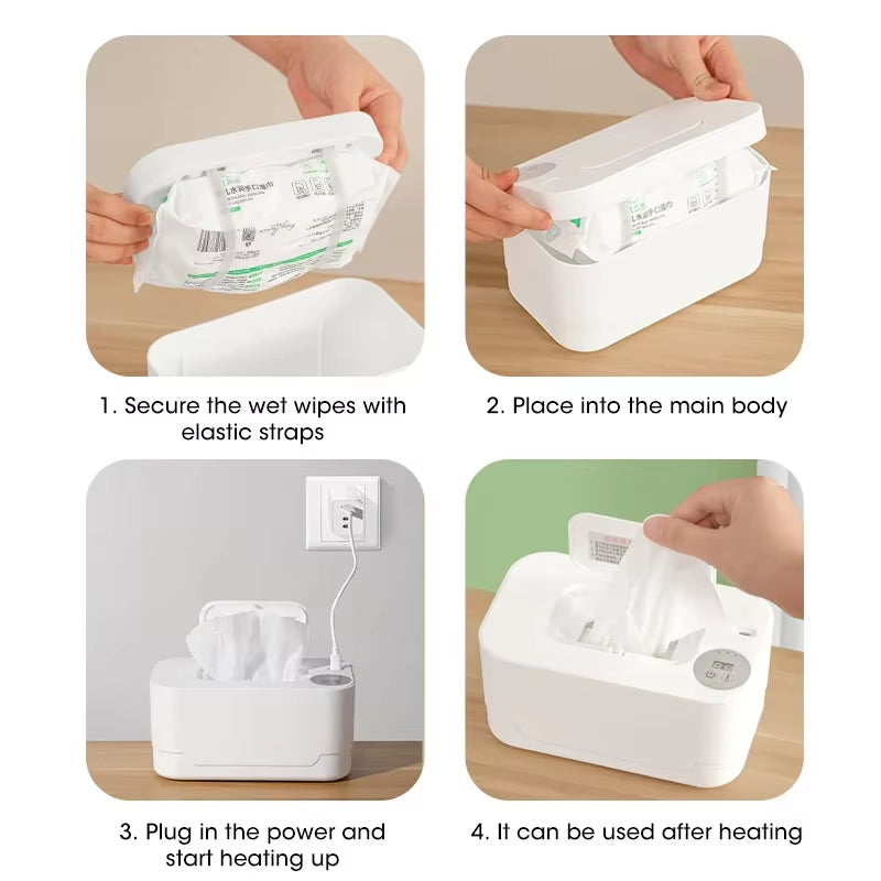 Baby Wipe Warmer with LED Display – Portable USB Heating Box for Home & Car Use