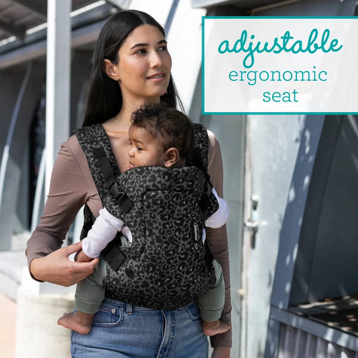 Flip 4-In-1 Convertible Baby Carrier, 4-Position, Unisex Baby 0+ Months, 8-32Lbs, Black & Gray Leopard