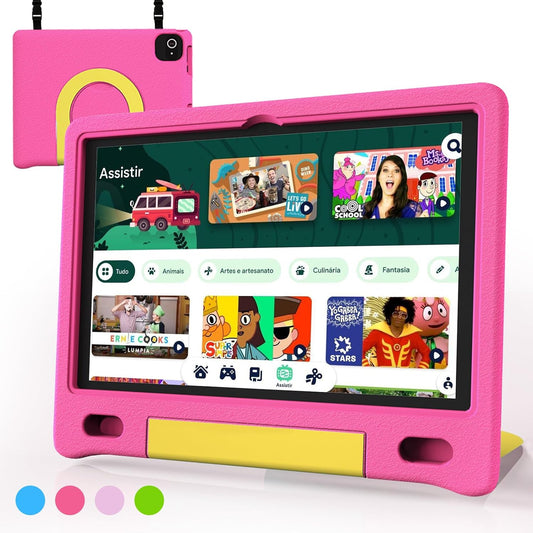 10.1-Inch Kids Tablet – Android 14, 64GB, HD Display, Parental Controls, and Shockproof Case (Ages 3-12)"