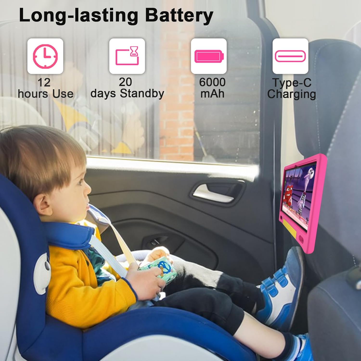 10.1-Inch Kids Tablet – Android 14, 64GB, HD Display, Parental Controls, and Shockproof Case (Ages 3-12)"