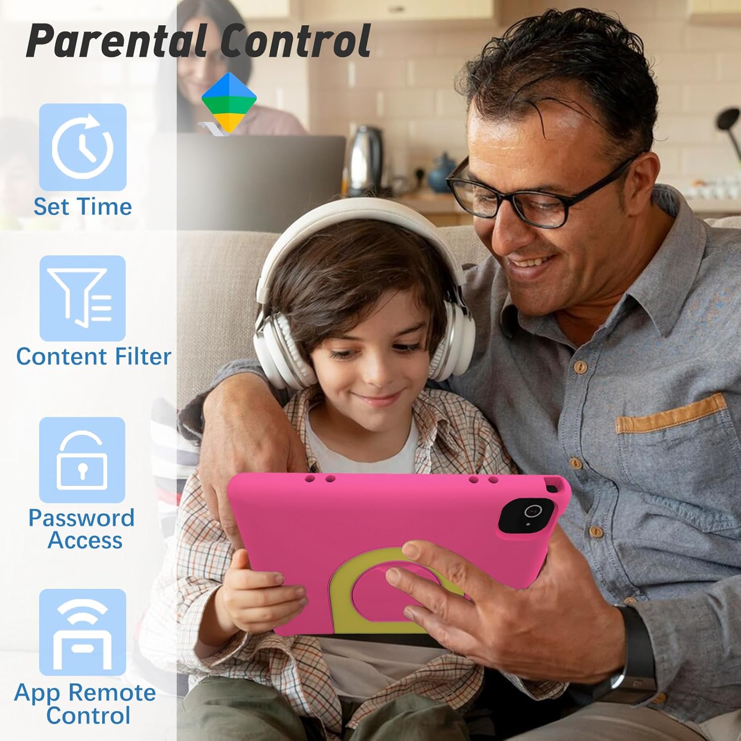 10.1-Inch Kids Tablet – Android 14, 64GB, HD Display, Parental Controls, and Shockproof Case (Ages 3-12)"