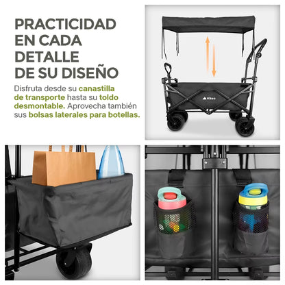 HIKEO Portable Folding Stroller – All-Terrain Cart with Canopy & 70kg Capacity