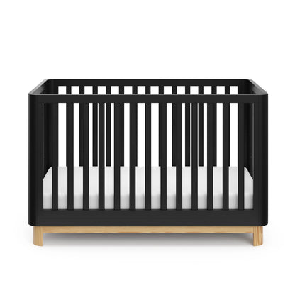 Santos 3-in-1 Convertible Baby Crib - Stylish Black & Natural Design