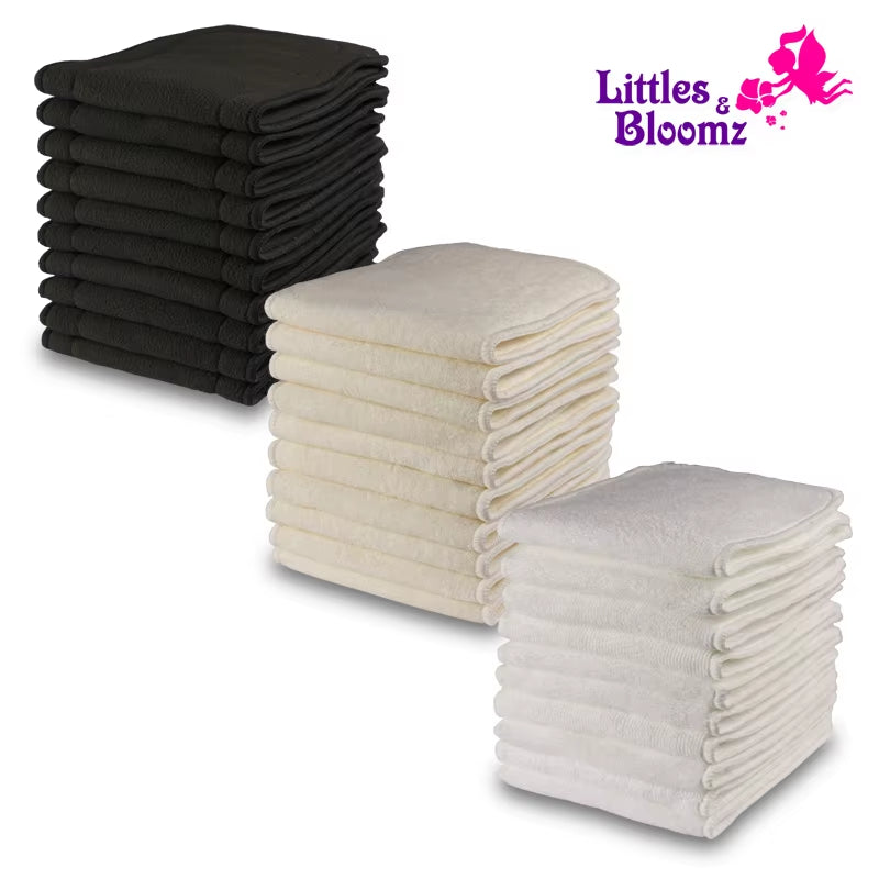 10-Piece Reusable Bamboo Charcoal Inserts – Washable Boosters for Cloth Nappies