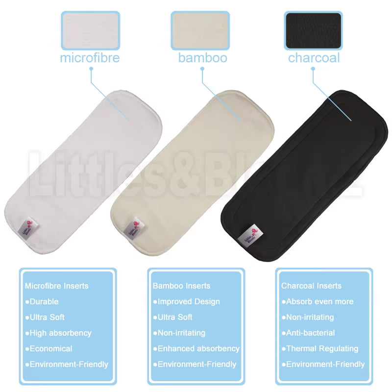 10-Piece Reusable Bamboo Charcoal Inserts – Washable Boosters for Cloth Nappies
