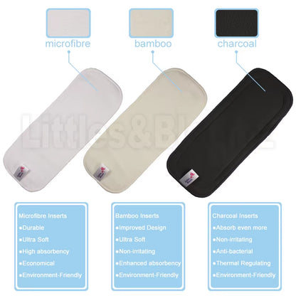 10-Piece Reusable Bamboo Charcoal Inserts – Washable Boosters for Cloth Nappies