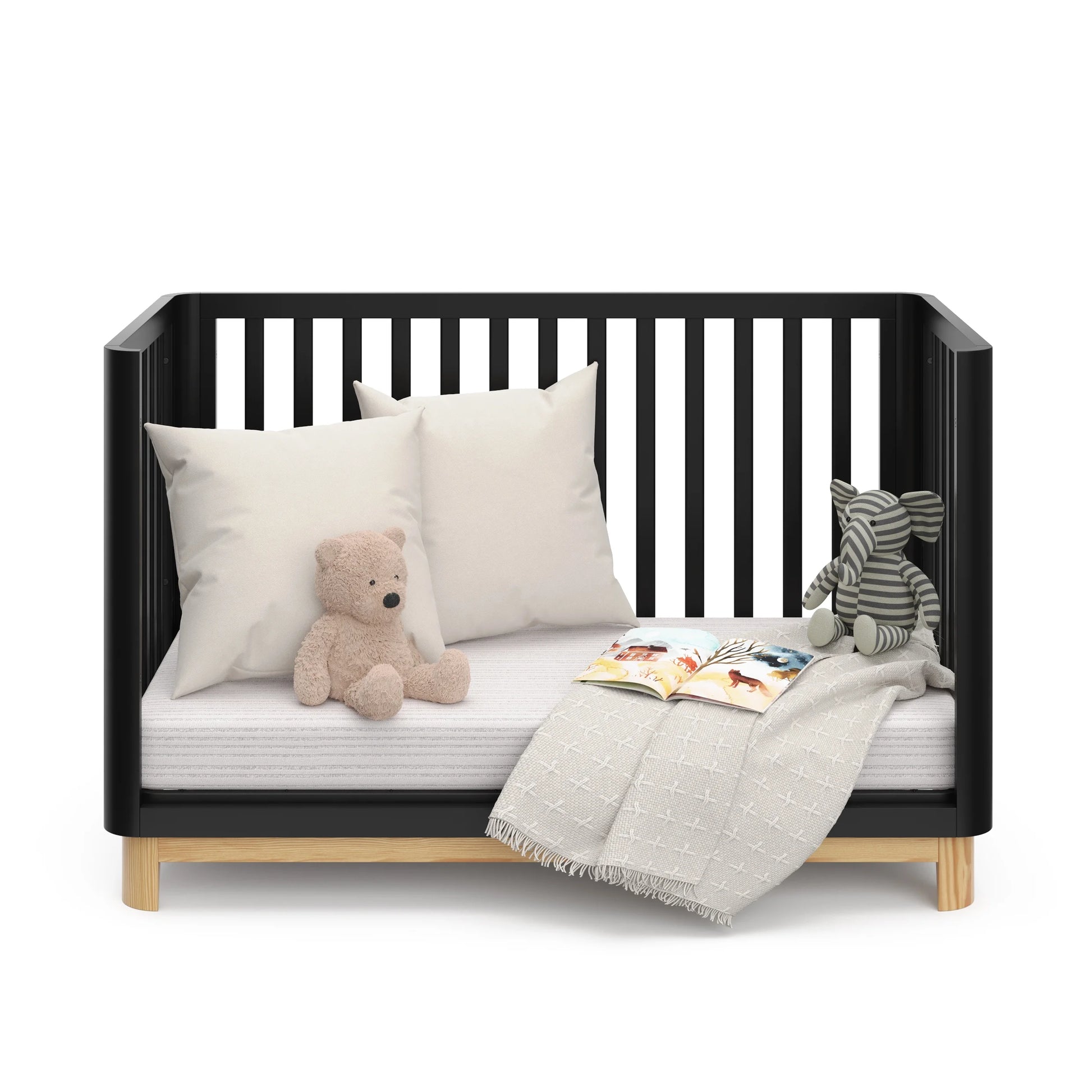Santos 3-in-1 Convertible Baby Crib - Stylish Black & Natural Design