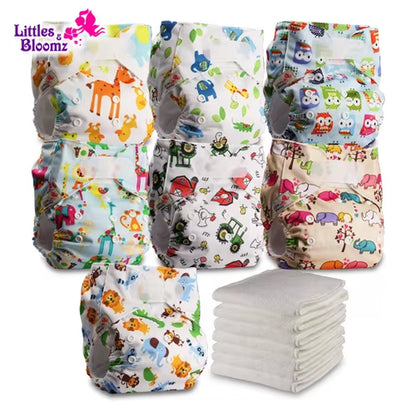 7-Pack Washable Cloth Diapers with 7 Inserts – Eco-Friendly Reusable Pocket Nappy Set (Unisex)