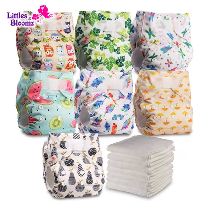 7-Pack Washable Cloth Diapers with 7 Inserts – Eco-Friendly Reusable Pocket Nappy Set (Unisex)