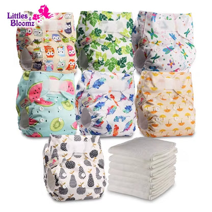 7-Pack Washable Cloth Diapers with 7 Inserts – Eco-Friendly Reusable Pocket Nappy Set (Unisex)