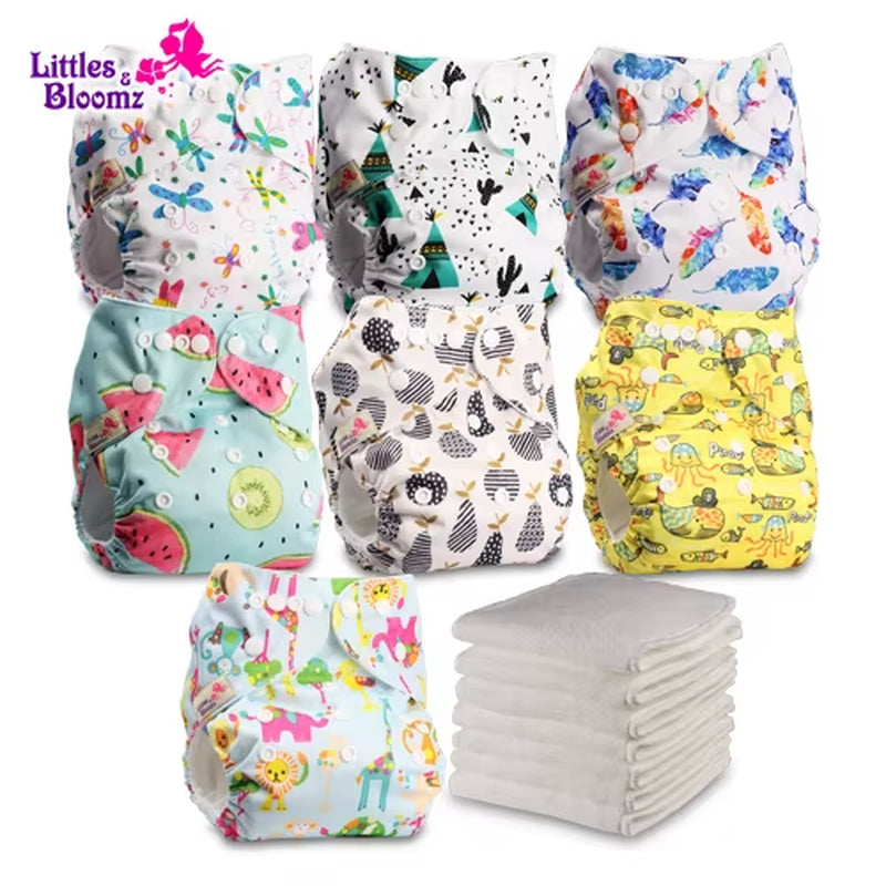 7-Pack Washable Cloth Diapers with 7 Inserts – Eco-Friendly Reusable Pocket Nappy Set (Unisex)