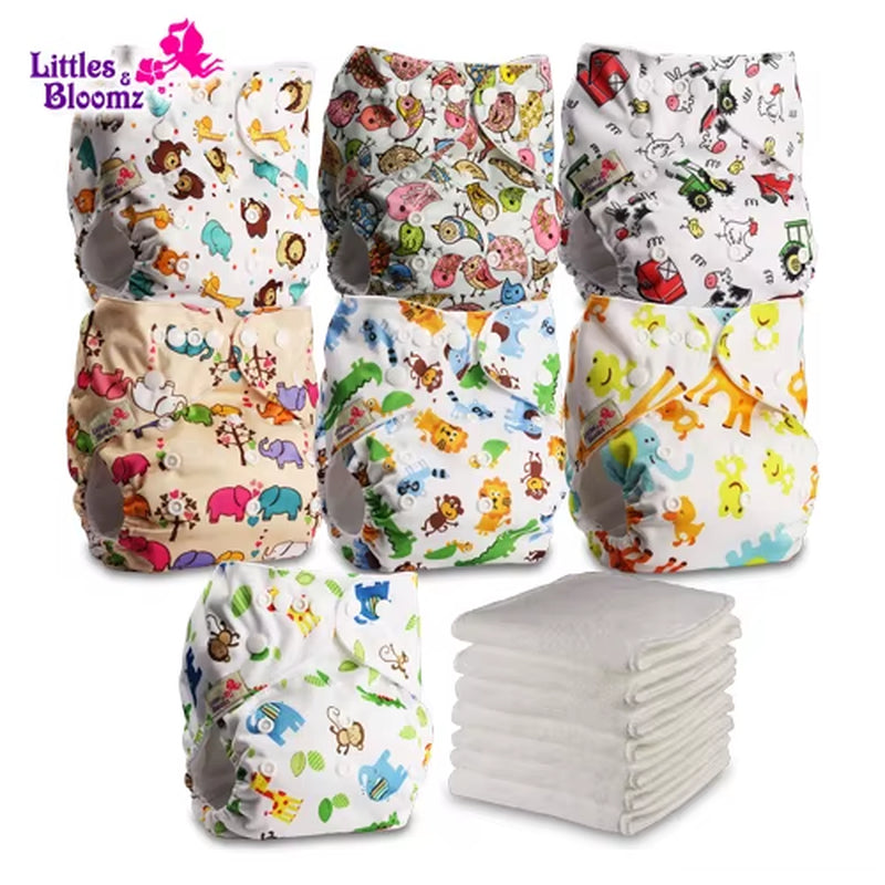 7-Pack Washable Cloth Diapers with 7 Inserts – Eco-Friendly Reusable Pocket Nappy Set (Unisex)
