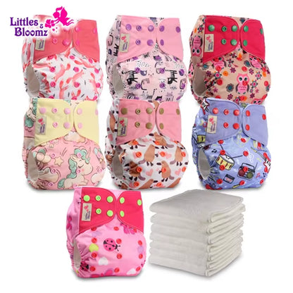 7-Pack Washable Cloth Diapers with 7 Inserts – Eco-Friendly Reusable Pocket Nappy Set (Unisex)