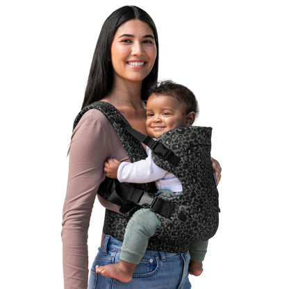 Infantino Flip 4-in-1 Convertible Baby Carrier – Stylish & Ergonomic (8-32 lbs, Black & Gray Leopard)