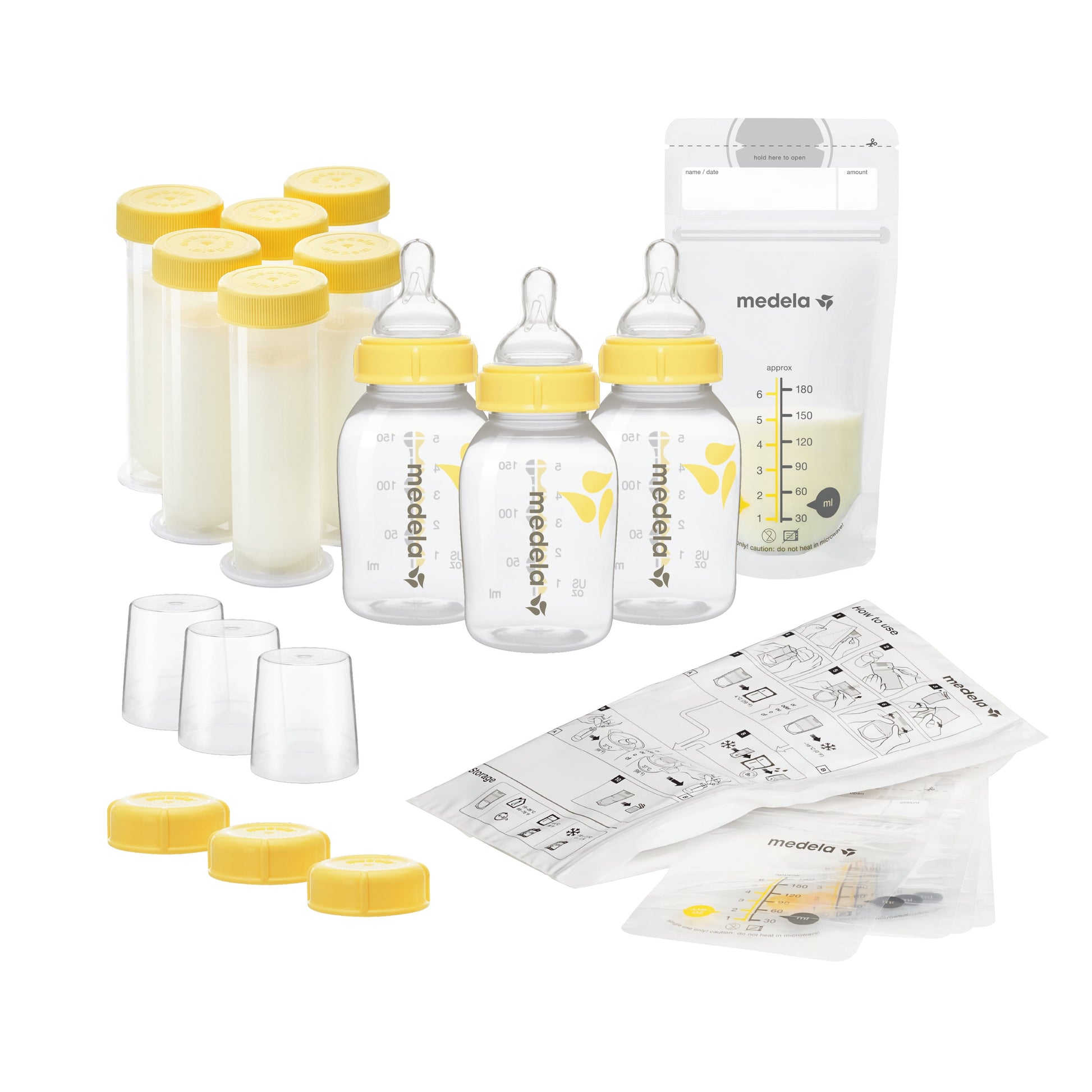 Medela Store and Feed Set – Breast Milk Storage Bottles, Nipples & Bags (Compatible with All Medela Pumps)