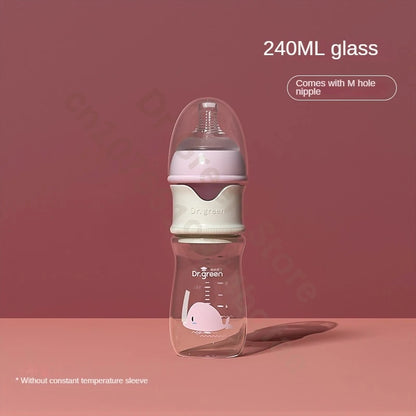 Dr. Green Glass Baby Bottle – Wide Mouth, Formula Dispensing Design (150mL/240mL)