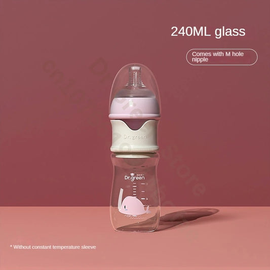Dr. Green Glass Baby Bottle – Wide Mouth, Formula Dispensing Design (150mL/240mL)