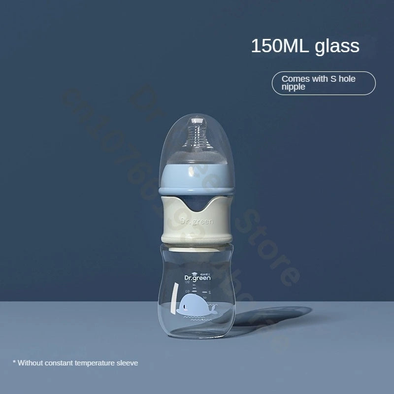 Dr. Green Glass Baby Bottle – Wide Mouth, Formula Dispensing Design (150mL/240mL)