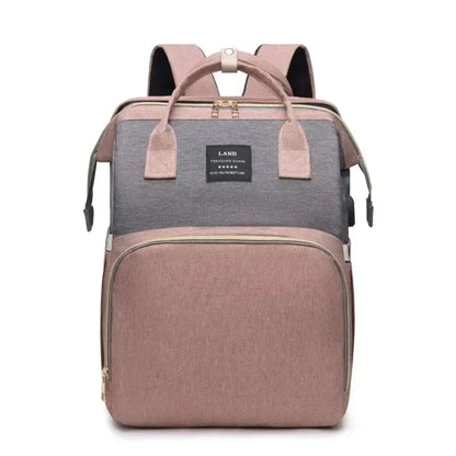 Lightweight Mommy Bag with Portable Folding Crib – Large-Capacity Travel Backpack for Moms