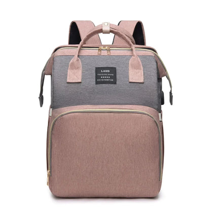 Lightweight Mommy Bag with Portable Folding Crib – Large-Capacity Travel Backpack for Moms