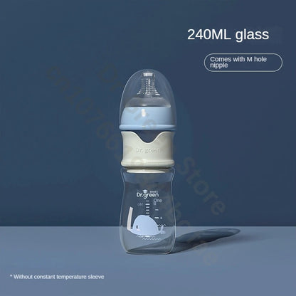 Dr. Green Glass Baby Bottle – Wide Mouth, Formula Dispensing Design (150mL/240mL)