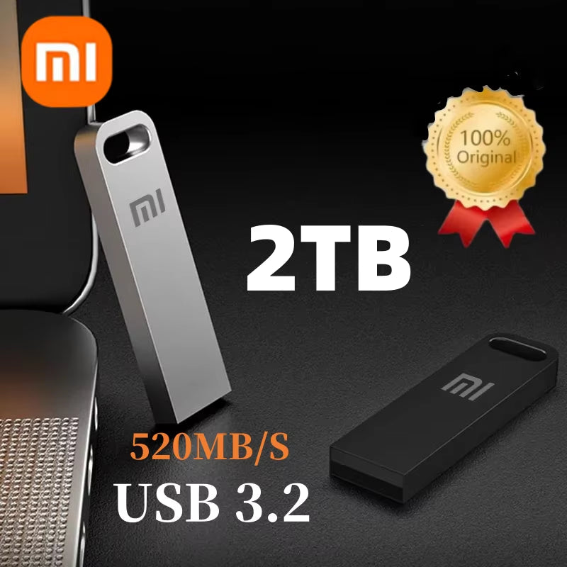 2TB USB 3.2 Flash Drive High Speed Metal U Disk Type C Memory Stick Waterproof SSD Storage PC Phone Data Transfer Portable