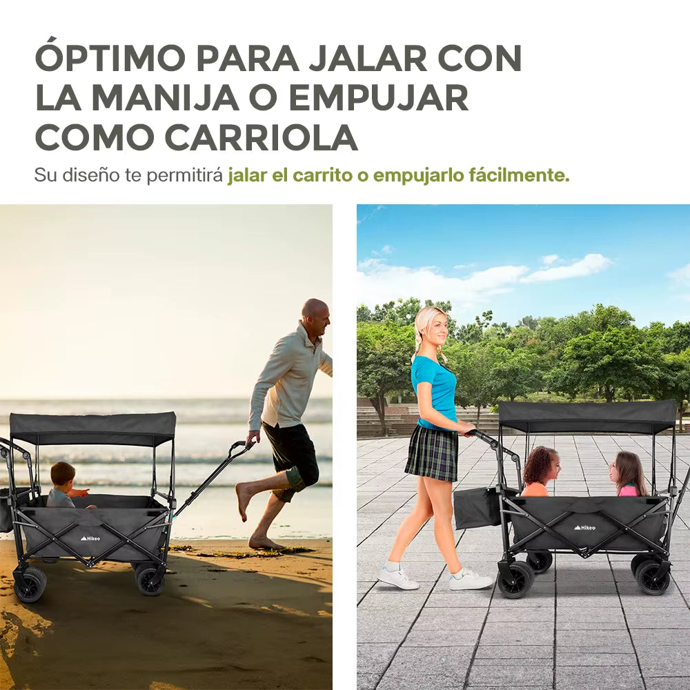 HIKEO Portable Folding Stroller – All-Terrain Cart with Canopy & 70kg Capacity